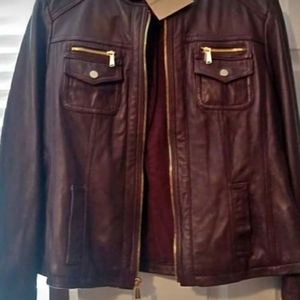 Michael Kors leather moto jacket